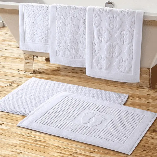 Tapetes de banho de algodão 100% algodão girado em anel, tapete de banheiro altamente absorvente para chuveiro
