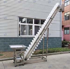 Convoyeur en PVC incliné de 500mm de large personnalisé nouvel état 380V boîte de vitesses moteur 304 noyau en acier inoxydable pour le transport de grains alimentaires - Product Image 2