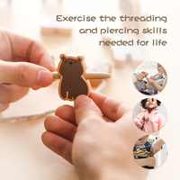New Animal Montessori Educational Wooden Lacing Toys for Toddlers 1-3 Threading Beads Occupational Therapy Toys for Toddlers