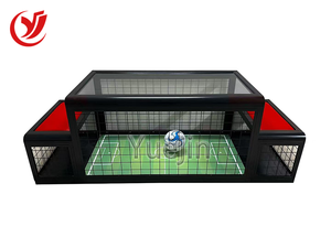 Mini tournoi de football interactif à 3 tables pour 2 joueurs, en métal, avec entraînement de réaction rapide, style anglais, avec deux chaises - Product Image 2