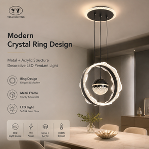 Lámpara Colgante Moderna de Metal con Anillo, 48W, LED Tricolor, Acrílico, para Comedor, Sala de Estar, Decoración del Hogar, Altura Ajustable - Product Image 2