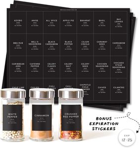 230 etichette per spezie in vinile nero |   <span class=keywords><strong>Adesivi</strong></span> Pre-Stampati Impermeabili e Resistenti all'Olio |   Resistente e senza BPA |   Facile da Pulire Senza Residui |   Donna - Product Image 4