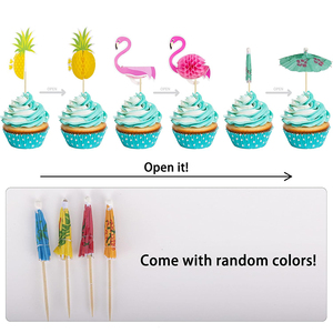 Promozione all'ingrosso torta di cottura decorazione Plug-in Stereo torta di compleanno Toppers fenicottero hawaiano ananas stuzzicadenti decorativi - Product Image 3