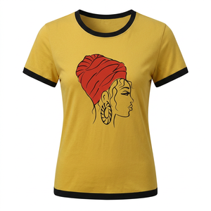เสื้อยืดผู้หญิงทรงหลวมลายสก็อต ดีไซน์ทางการ สีดำ เจอร์ซีย์สีเทา แขนสั้น ผ้าเรียบ 95% คอตตอน 5% สแปนเด็กซ์ แห้งเร็ว ซักเครื่องได้ - Product Image 1