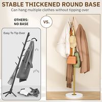 Porte-manteau métallique robuste à double niveau avec base réglable, 6 crochets et rangement pour sacs - Style moderne et luxueux pour chambre à coucher