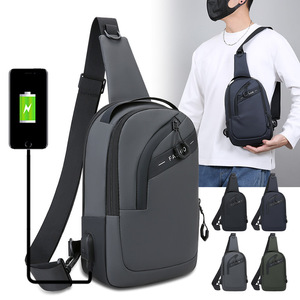 Men's Chest Bag With Usb Charging Port Water Resistant Crossbody Backpack For Everyday Use Black Gray Dark Blue Military Green - Product Image 1