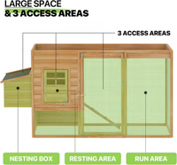 Grand poulailler Cabane à lapins en bois pour cage à volailles en plein air Boîte de jardin avec piste et porte de ventilation
