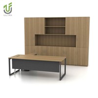IULTRA Table de bureau de direction en forme de L moderne de luxe en bois foncé Mobilier de bureau durable pour patron PDG