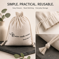 Pochette en lin naturel avec cordon de serrage, emballage cadeau pour bougies, logo personnalisé, sacs en gros, vente en vrac