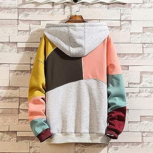 Sudadera con Capucha FOXA Color Block para Hombre, Sudadera de Punto con Parches y Bolsillo, Estilo Hip Hop, Unisex para Adultos - Product Image 3