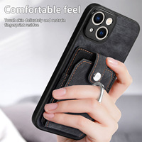 Étui en cuir rétro vintage compatible avec iPhone 18, porte-cartes, anneau magnétique, protection antichoc, étui folio