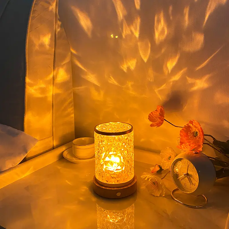 Waterrimpel Kristal Slaapkamer Slaapbed Paar Kleurrijke Romantische Sfeer Touch Projectie Nachtlampje