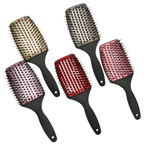 <span class=keywords><strong>Brosse</strong></span> à <span class=keywords><strong>cheveux</strong></span> démêlante incurvée avec logo personnalisé, poils de sanglier et nylon, conception creuse, vente en gros pour salon (OEM) - Product Image 1