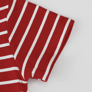 Katoenmix Zwart En Wit Gestreept Ronde Hals Peutert-Shirt Voor Jongens Met Korte Mouwen Voor Dagelijks Gebruik - Product Image 6
