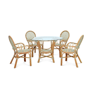 Ensemble de salle à manger ALBANY BISTRO de style antique fait à la main Table ronde en rotin d'Indonésie pour meubles de maison ou salle à manger - Product Image 1