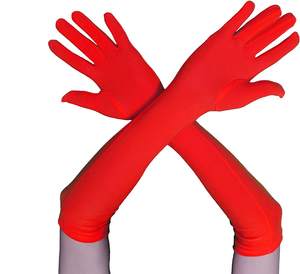 Guantes Largos Elásticos Clásicos para Adultos, Negros, Blancos, Rojos, hasta el Codo, de Satén, con Dedos, para Mujer, para Fiestas, Bailes de Graduación, Disfraces - Product Image 2