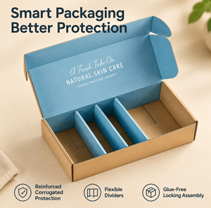 Caja de Envío Plegable Ecológica para Cosméticos, Soluciones de Envío Sostenibles, Divisores de Cartón Corrugado, Impresión Personalizada - Product Image 1
