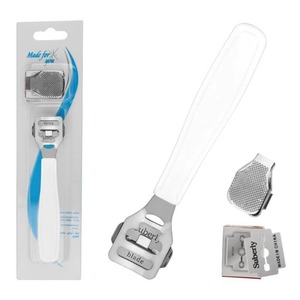 Stainless Steel Foot Scraper Callus Remover Pedicure Tool White Blade Replaceable Made In China - Product Image 1
