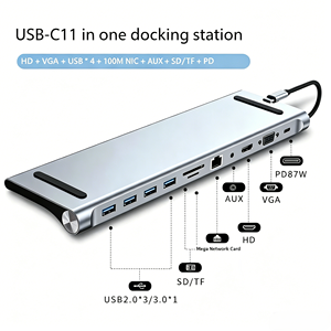 Hub Multi-interfaz USB3.0 <span class=keywords><strong>de</strong></span> Aleación <span class=keywords><strong>de</strong></span> Aluminio, Extensor <span class=keywords><strong>de</strong></span> Puerto <span class=keywords><strong>de</strong></span> Red, <span class=keywords><strong>Estación</strong></span> <span class=keywords><strong>de</strong></span> Acoplamiento <span class=keywords><strong>de</strong></span> <span class=keywords><strong>Audio</strong></span>, PD100W para Computadora Portátil y <span class=keywords><strong>de</strong></span> Escritorio - Product Image 2