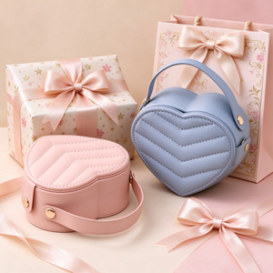 <b>Heart</b>-<b>shaped</b> Quilted PU Leather Jewelry <b>Box</b> With Carry Handle, Small Portable Jewellery Organizer For Gift Packing - Product Image 6