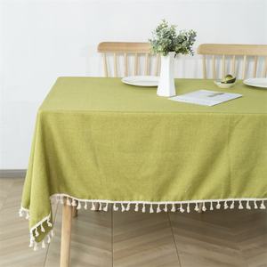 High Quality Tassel <b>Tablecloth</b> Nonwoven Modern Waterproof Floral Printed Square Faux <b>Linen</b> Texture Wrinkle-Free Home Party - Product Image 3