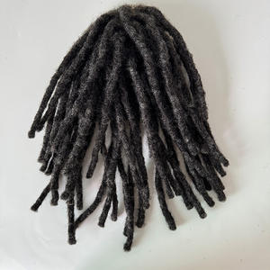 En stock, cheveux humains indiens 1b avec mèches grises, perruques <span class=keywords><strong>afro</strong></span> tressées à base de dentelle complète pour toupet, perruques dreadlocks de 6 pouces pour <span class=keywords><strong>homme</strong></span> - Product Image 5