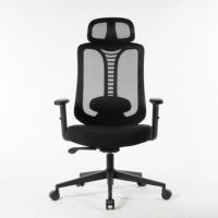 Chaise de bureau ergonomique à dossier haut en maille, prête à être expédiée, avec support lombaire réglable, appui-tête et fonction inclinable pivotante pour ordinateur