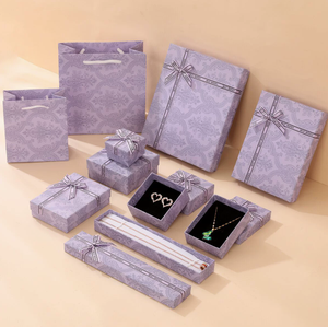 Soft purple jewelry gift <b>box</b> lavender-colored <b>ring</b> <b>box</b> with lid and base necklace case accessory storage gift <b>box</b> - Product Image 1
