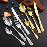 Ensemble de Couverts Classiques Dorés en Acier Inoxydable de Luxe pour la Maison, les Mariages et les Fêtes (Vente en Gros)