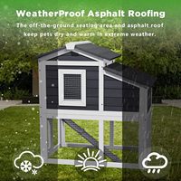 Poulailler moderne d'extérieur à 2 niveaux en bois avec enclos en grillage, toit en bois imperméable, plateau coulissant, de haute qualité, pour poules et lapins