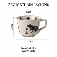 Taza de Café de Cerámica Kingze de 300 ml (10 oz) con Logotipo Personalizado, Pintada a Mano, Estilo Rústico, para Cafetería o Restaurante
