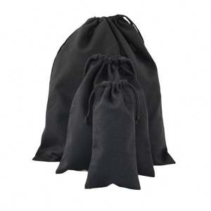 High Quality Custom Logo Canvas Cotton <b>Drawstring</b> <b>Bag</b> Black Reusable Gift Dust <b>Bag</b> Packaging Cloth - Product Image 6