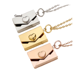 Ожерелье-кулон с двойным замком-конвертом, из нержавеющей стали с золотым покрытием, не тускнеет, модное, на магнитах - Product Image 2