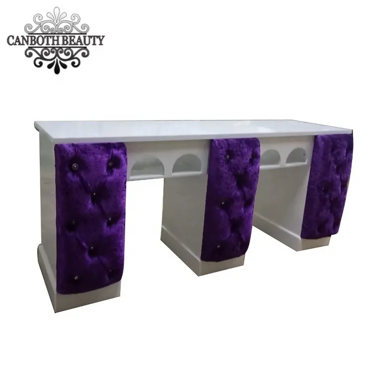 Beauty salon double manicure nail table with pu leather