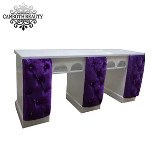 Table de manucure double avec cuir pu, pour salon de beauté, 1 pièce