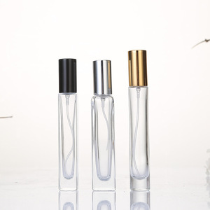 Mini Square <b>Glass</b> Perfume <b>Spray</b> <b>Bottle</b> 10ml Thick Bottom Clear Gold/Silver/Black Screw Pump Sprayer Caps Empty Refill Packaging - Product Image 1