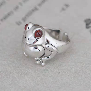 Bague ajustable rétro en pierre de carbuncle de grenouille ouverte, vente en gros - Product Image 4