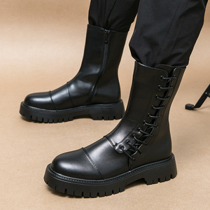 2026 <b>Work</b> <b>Boots</b> & Motorcycle Shoes for Men High-Top Ankle <b>Boots</b> High-Top <b>Leather</b> <b>Boots</b> Soft <b>Leather</b> Thick Sole Ankle <b>Boots</b> - Product Image 1