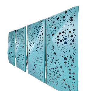 Hiasan dinding eksterior kustom panel dinding dekoratif potongan laser lengkung tirai hiperbolis