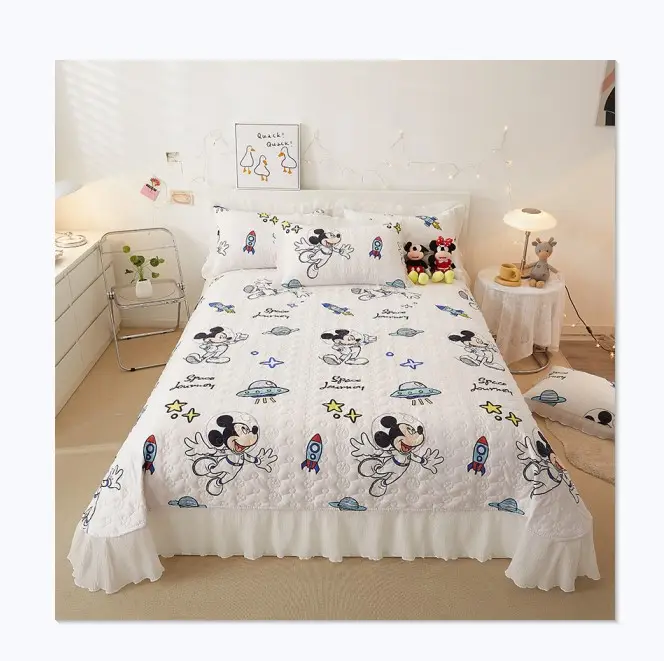 Hot selling Children's cartoon cotton printing bed cover three-piece set
