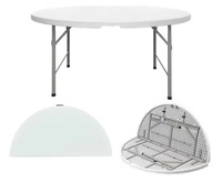 Tables rondes pliables en plastique HDPE personnalisées de 6 pieds (72 pouces) pour les événements, les fêtes, les banquets de mariage, les dîners