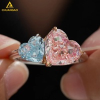Bague de proposition double pierre 14k 18k Platine Or massif avec IGI Lab Grown Heart Shaped Fancy Blue & White Diamond pour les mariages
