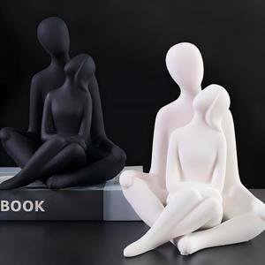 Statuette en céramique, sculpture artisanale en porcelaine, couple enlacé, décoration d'étagère, de <span class=keywords><strong>table</strong></span> ou de bureau, art <span class=keywords><strong>déco</strong></span> pour le salon - Product Image 5