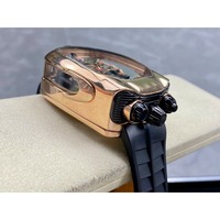 Hochwertige Luxus-Mechanikuhr Tonneau Edelstahl Saphirglas 24mm Gummiarmband 3BAR Wasserdicht Powerreserve