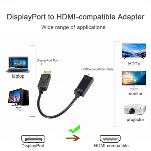 Convertisseur DP vers HDTV Mâle vers Femelle 4K DisplayPort HD-MI Câble Adaptateur OTG Commutateur Vidéo 1080P pour Ordinateur Portable Moniteur Caméra - Product Image 6