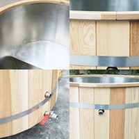 Nouvelle Arrivée Baignoire Ronde Moderne en Cèdre Rouge pour Bain de Glace et Eau Froide, Écologique, Autoportante, pour Salle de Bain, Villa, Hôtel