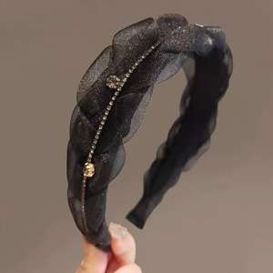 ربطة رأس بسلسلة واسعة من حجر الراين ، إكسسوار شعر متعدد الاستخدامات بسيط وأنيق ، ربطة رأس فاخرة رفيعة المستوى للنساء - Product Image 4