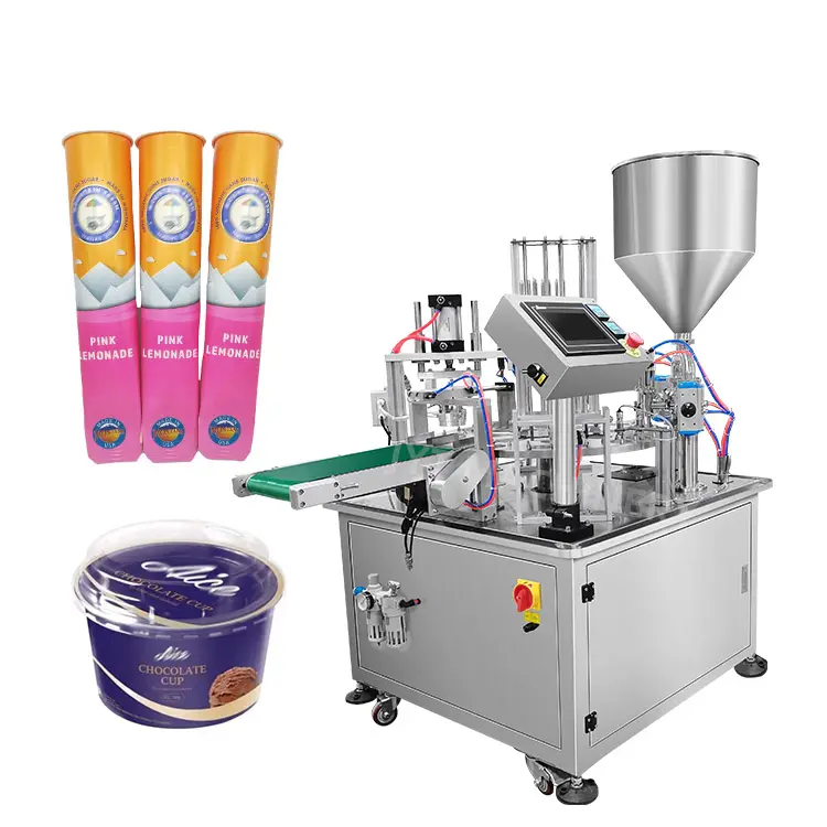 Machine de remplissage et de scellement automatique rotative multifonctionnelle pour petits gobelets en papier de lait de yaourt