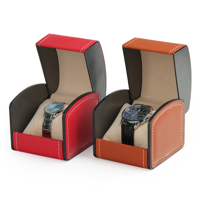 European Vintage Luxury PU Leather Single Mechanical Watch Box with Custom Logo Luxury Gift Storage Case for Men