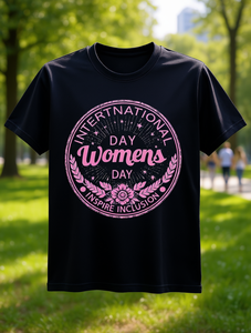 T-shirt per la Giornata Internazionale della Donna, nera, in cotone, a maniche corte, girocollo, casual, con stampa floreale, traspirante, in jersey, da donna - Product Image 2